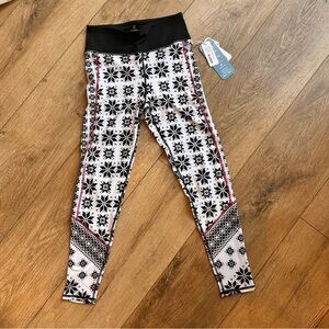 Kyodan Black and White Snowflake Baselayer Leggings